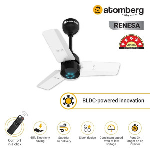 atomberg Renesa 600mm BLDC Motor 5 Star Rated Sleek Ceiling Fans with Remote Control | Upto 65% Energy Saving, High Air Delivery and LED Indicators |