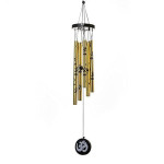 TEJ GIFTS Feng Shui Metal Wind Chime with Om Printed 5 Pipes for Positive Energy, Decorative Outdoor/Indoor Hanging Bells, Good Luck Chimes for Home/B