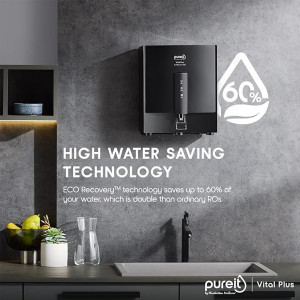 HUL Pureit Vital Plus Mineral RO+UV+MP 6 Stage, 7L |Upto 60% Water Savings| Wall mount Water Purifier with FiltraPower technology (Black)