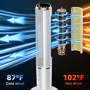 HIFRESH Air Cooler for Home, 107CM Tower Cooler w/Remote & LED Touch Screen, 4 Mode & 3 Speed, 12H Timer, 26 Feet Air Delivery, 4L Water Tank, 4 Ice P