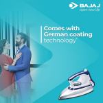 Bajaj Majesty DX-11 1000W Dry Iron with Advance Soleplate and Anti-bacterial German Coating Technology, White and Blue