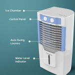 Crompton Ginie Neo Table-Top Personal Air Cooler- 10L; with 4-Way Air Deflection and High Density Honeycomb pads; White & Blue