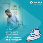 Bajaj Majesty DX-11 1000W Dry Iron with Advance Soleplate and Anti-bacterial German Coating Technology, White and Blue